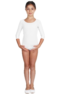 BODY DANZA LYCRA MANICA TRE QUARTI BIANCO BAMBINA